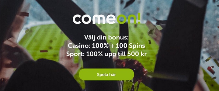 ComeOn casinobonus upp till 3000 kr